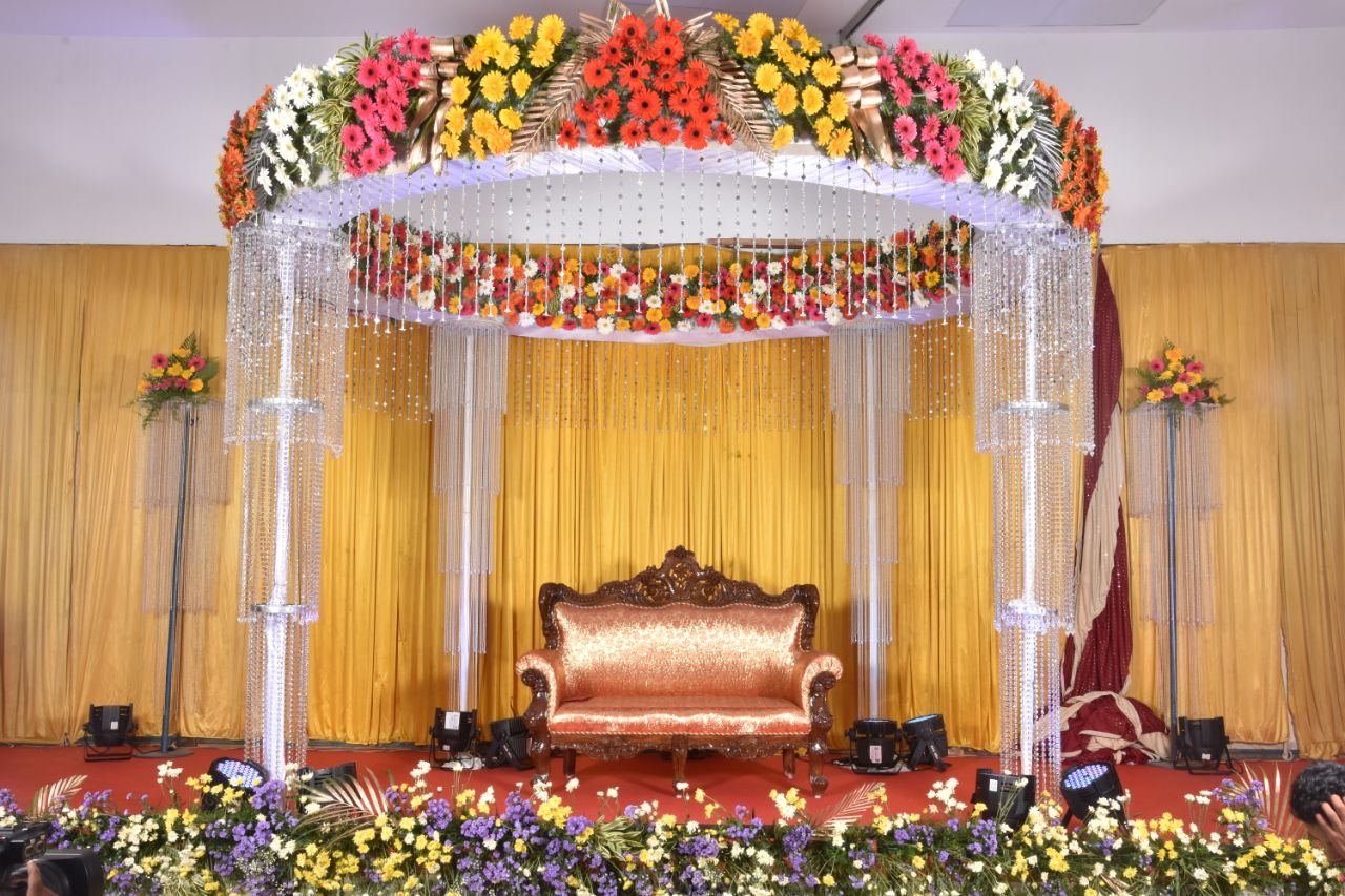Beautifully decorated wedding stage